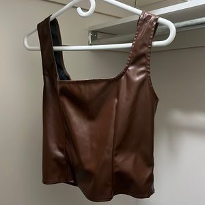 Faux Brown Leather Tank Top - From SHEIN